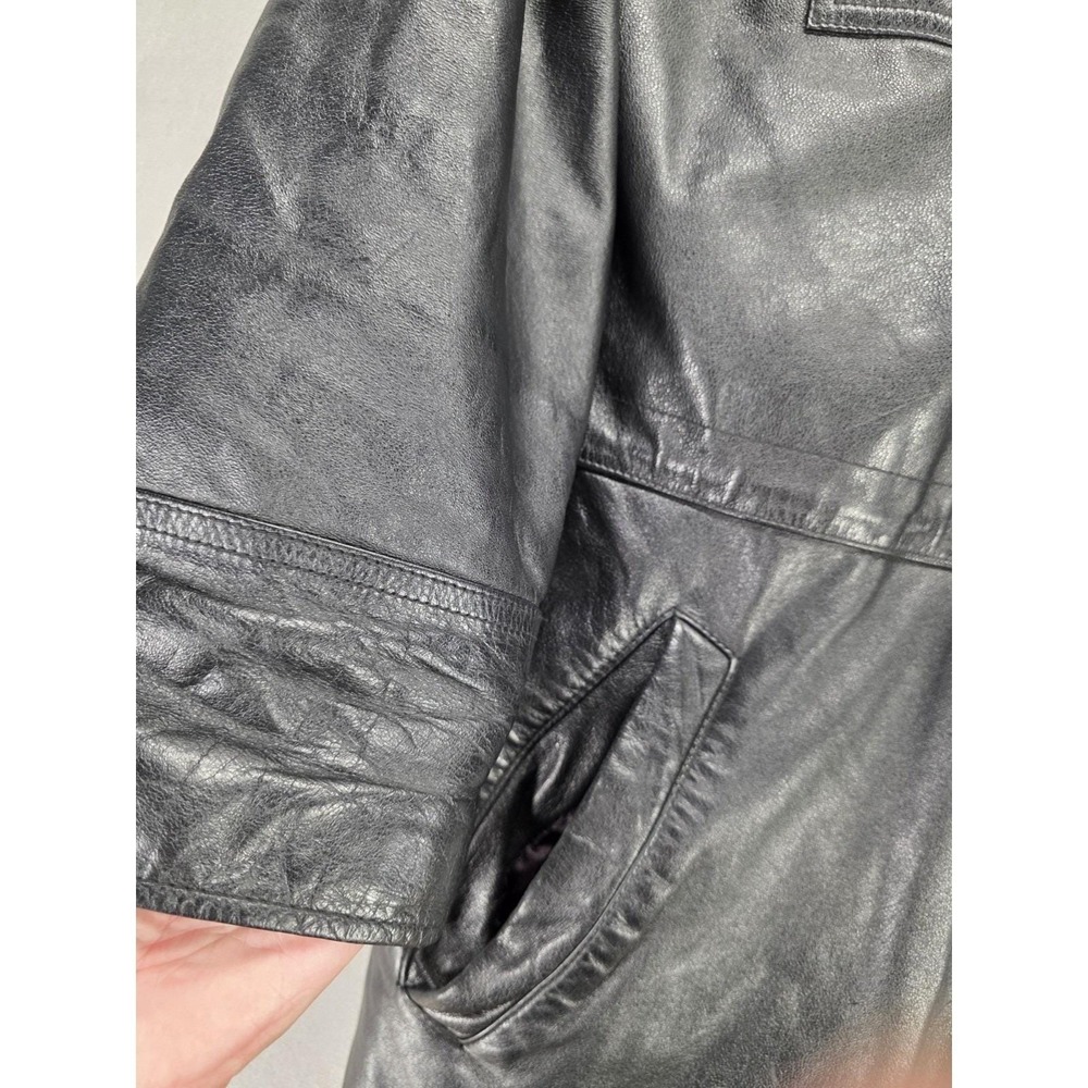 M Julian x Wilsons Leather Men Leather Trench Coat Black Vintage Y2K Gorpcore - Picture 3 of 16